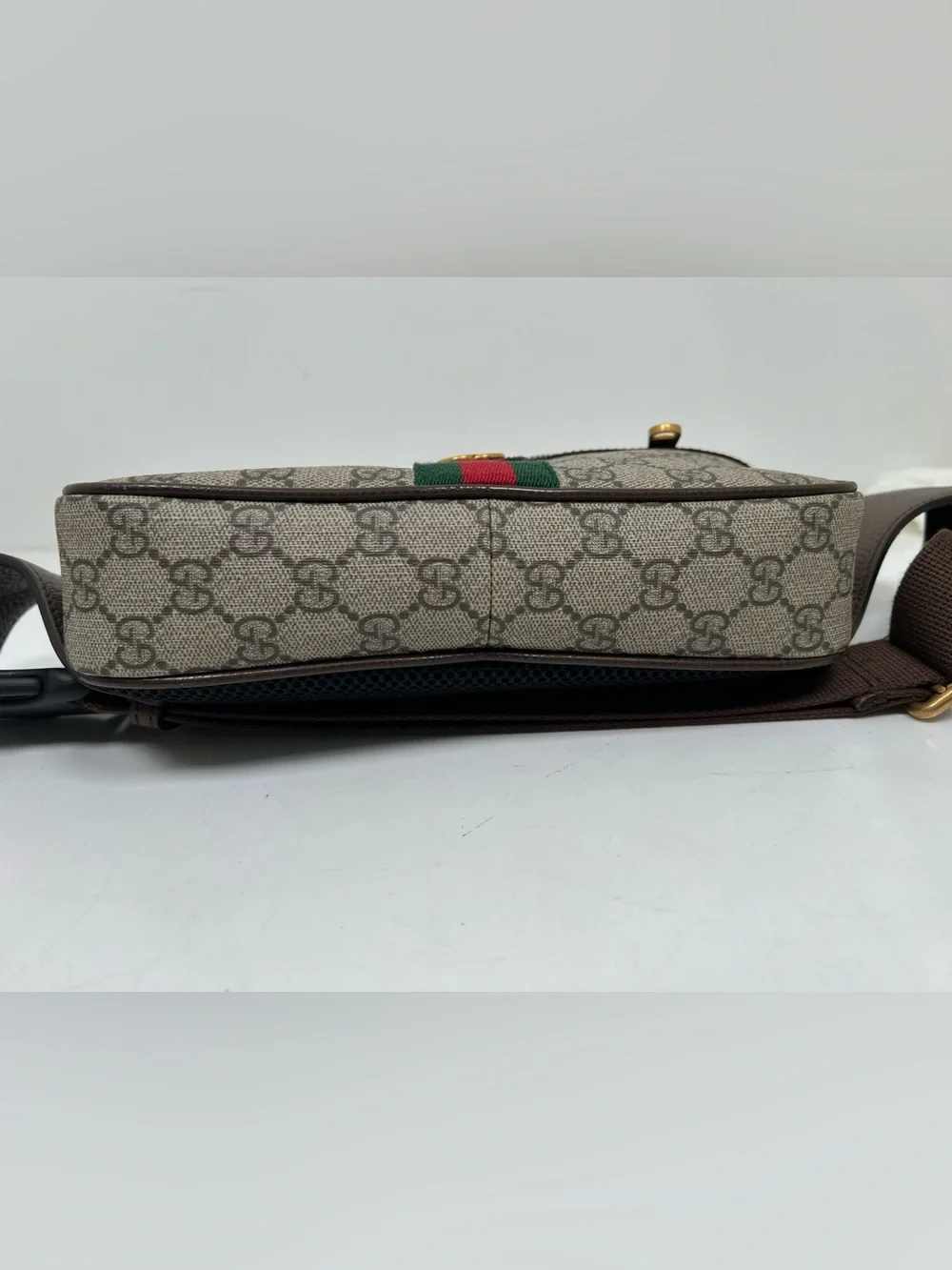 Gucci Soft GG Supreme Monogram Medium Ophidia Belt Bag Dark Brown